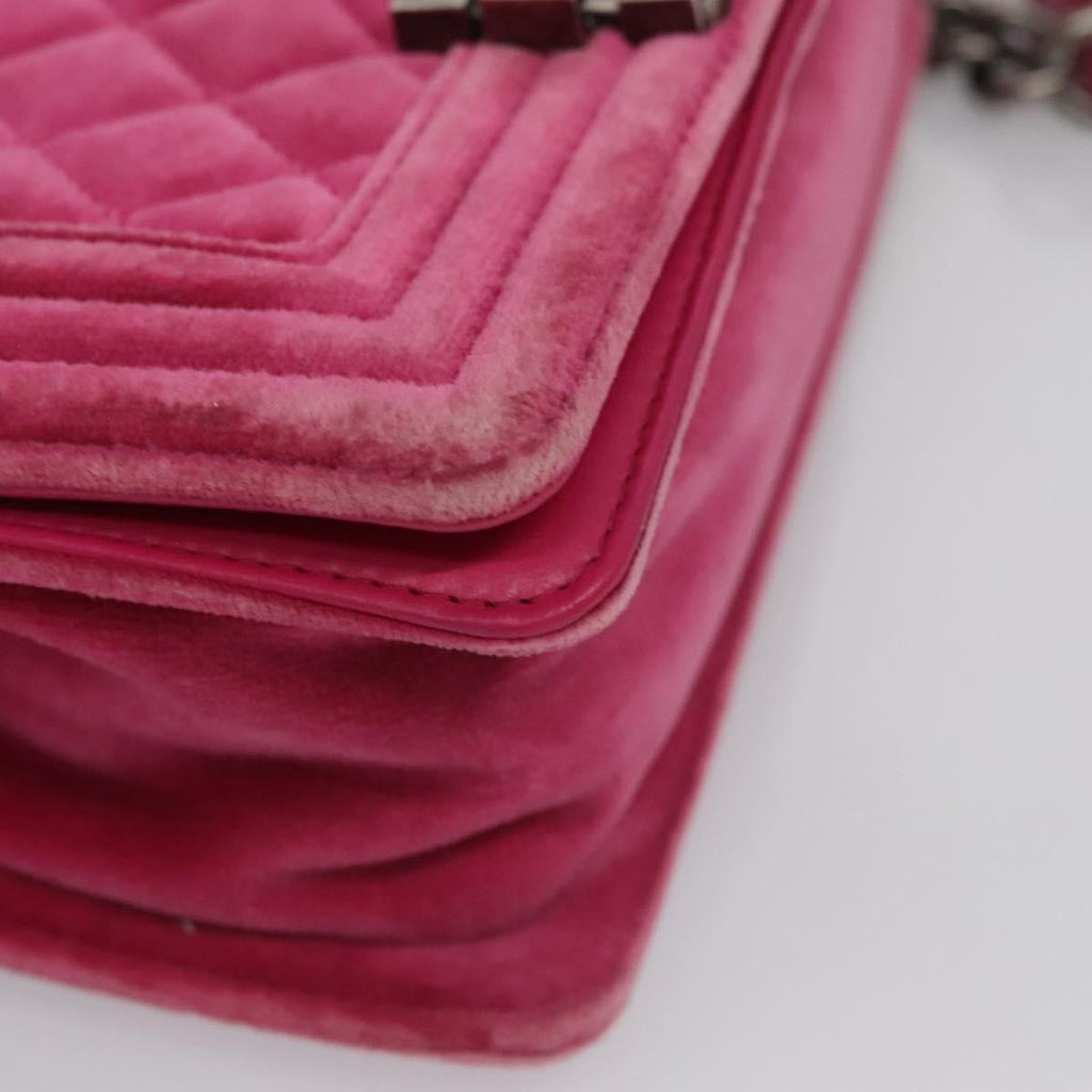 Chanel Boy Flap Bag Quilted Velvet Pink Velvet Shoulder Bag Bag