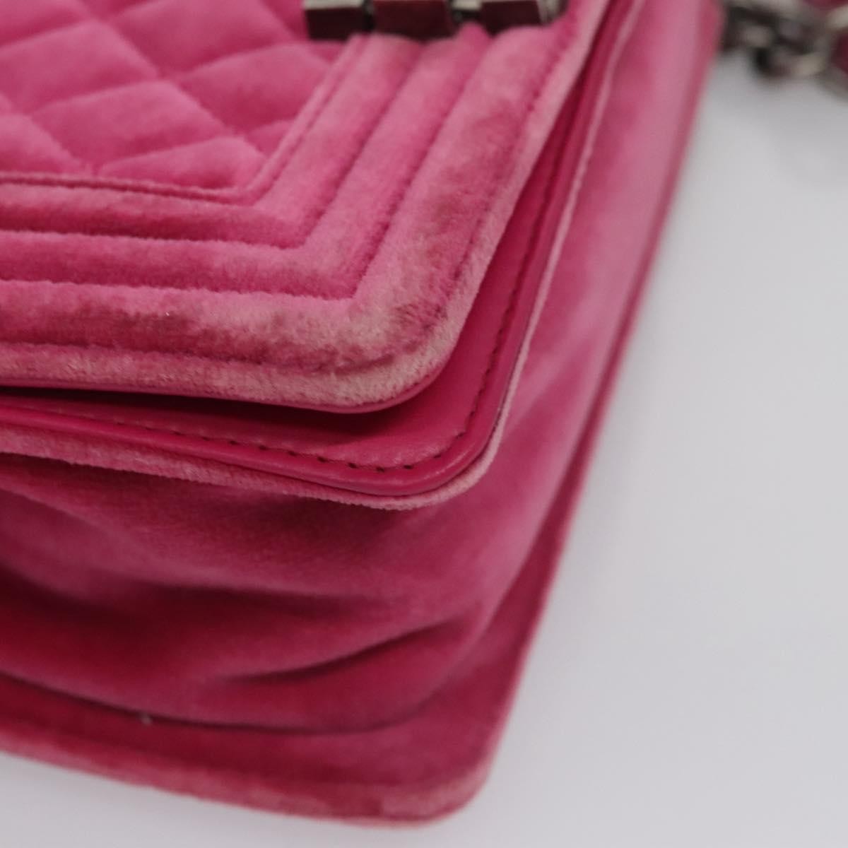 Chanel Boy Flap Bag Quilted Velvet Pink Velvet Shoulder Bag Bag
