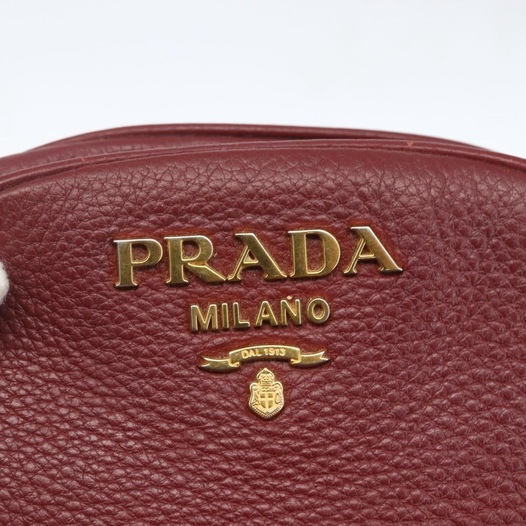 Prada Dual Strap Crossbody Bag Vitello Daino Burgundy Leather Shoulder Bag Bag