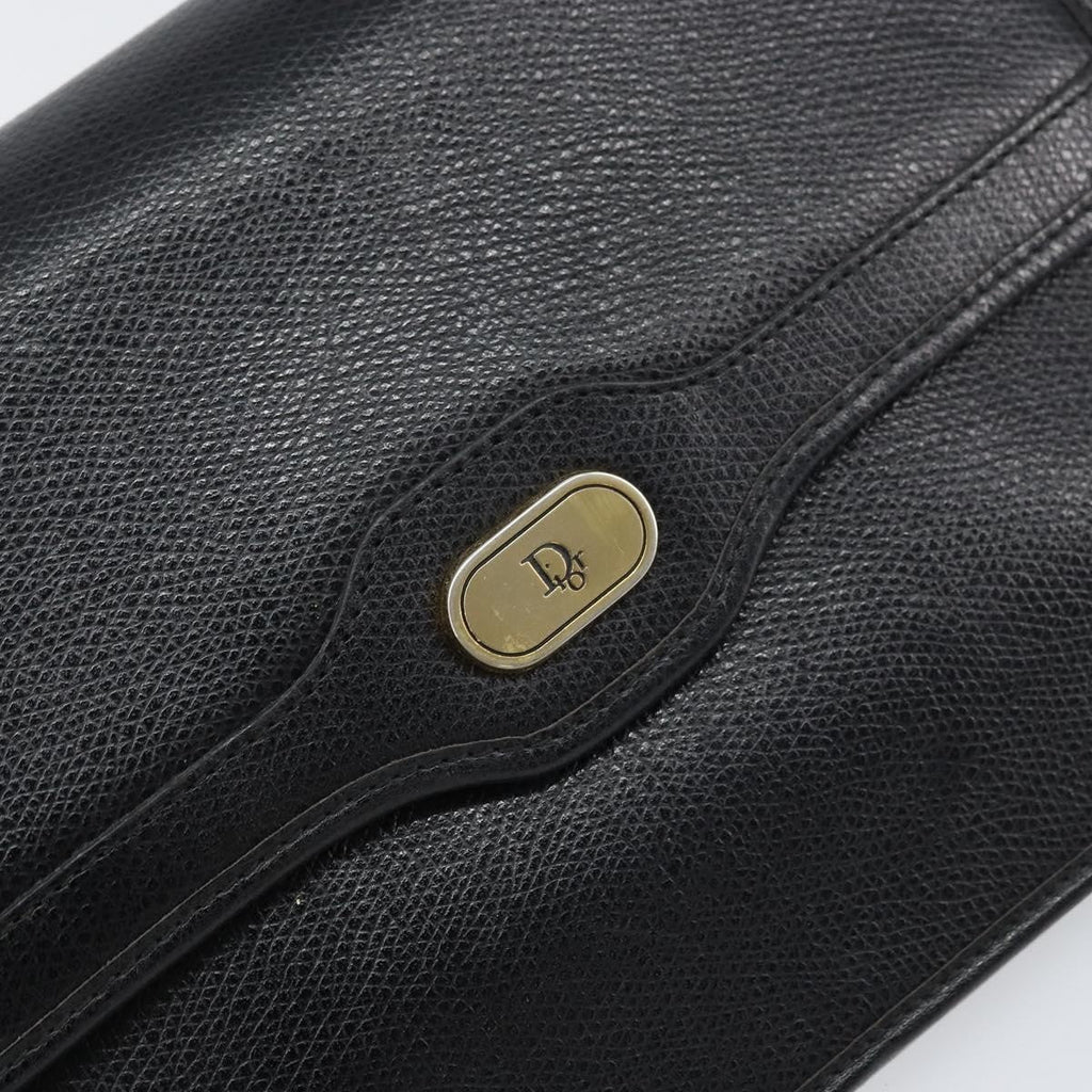 Christian Dior Vintage Cd Chain Flap Shoulder Bag Leather Black Leather Shoulder Bag Bag (Pre-Owned)