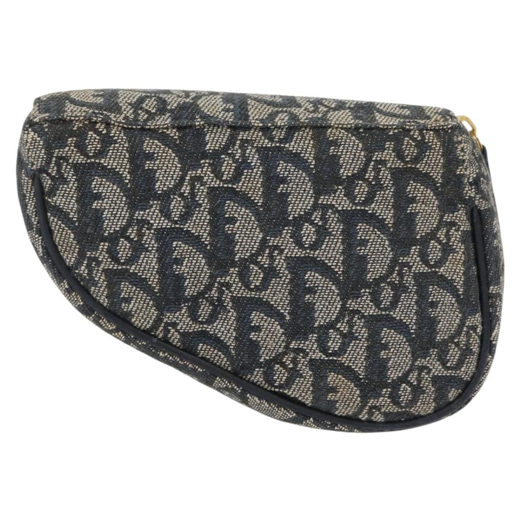 Christian Dior Saddle Zip Pouch Diorissimo Canvas Navy Canvas Clutche & Pouche Bag (Pre-Owned)