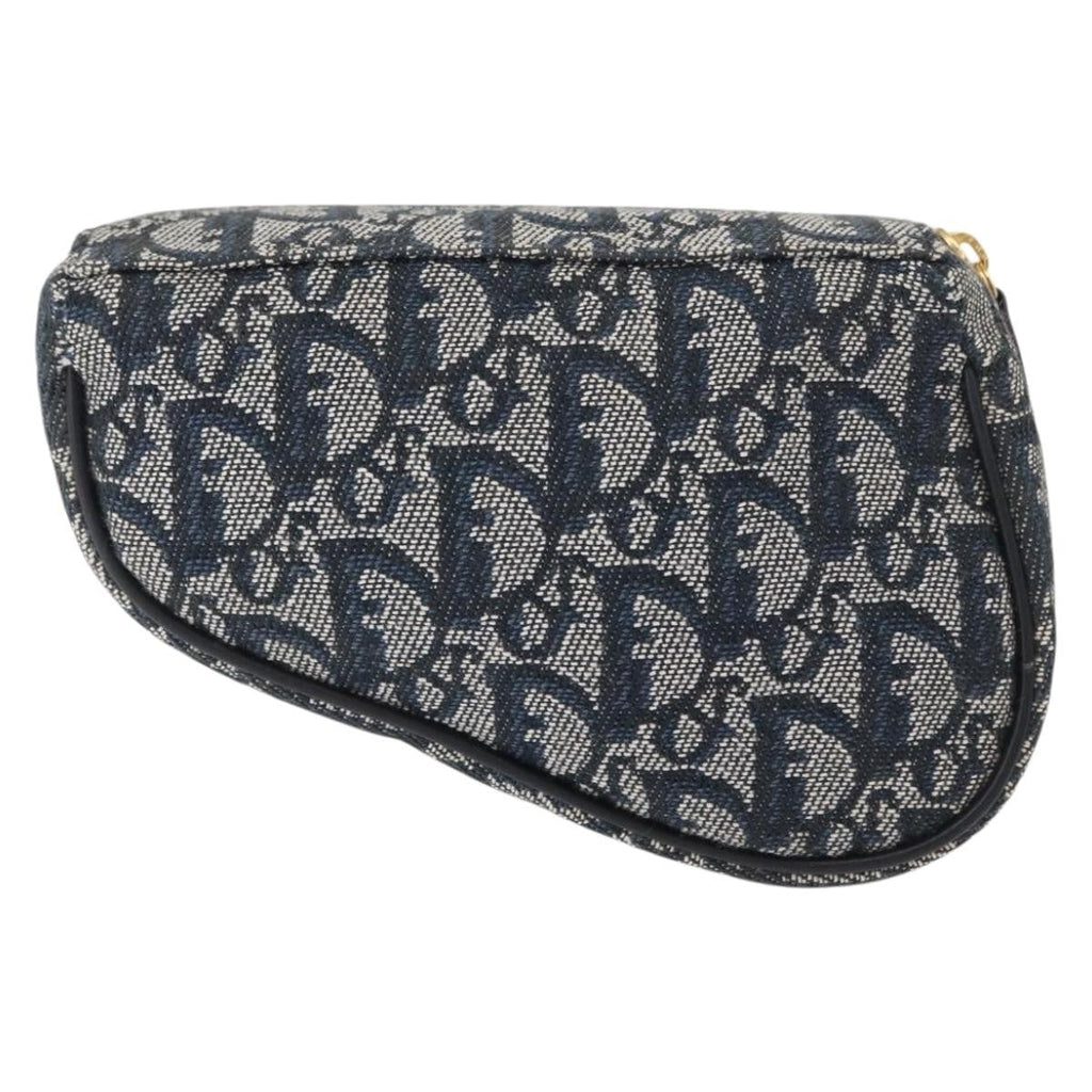 Christian Dior Saddle Zip Pouch Diorissimo Canvas Blue Canvas Clutche & Pouche Bag (Pre-Owned)