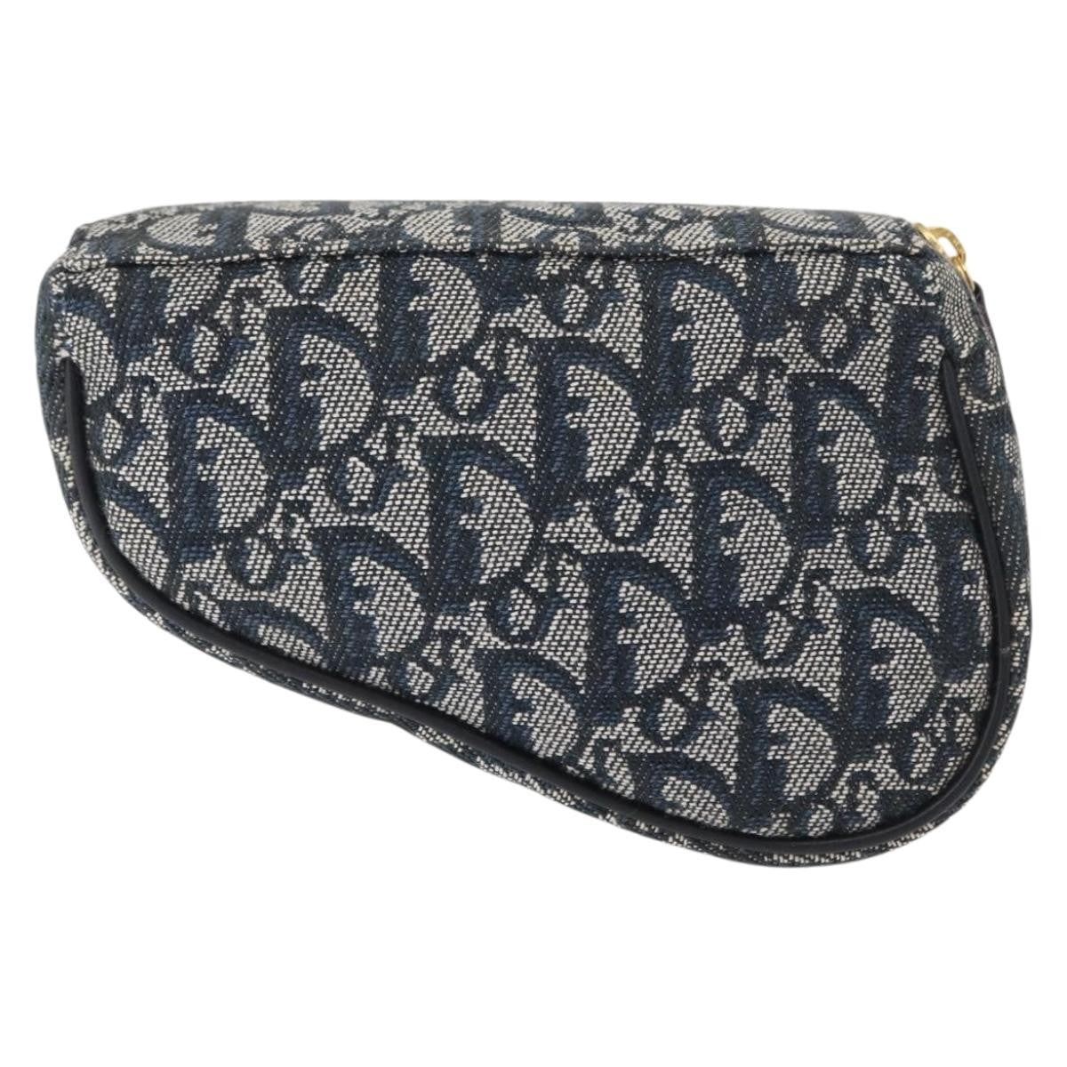 Christian Dior Saddle Zip Pouch Diorissimo Canvas Blue Canvas Clutche & Pouche Bag (Pre-Owned)