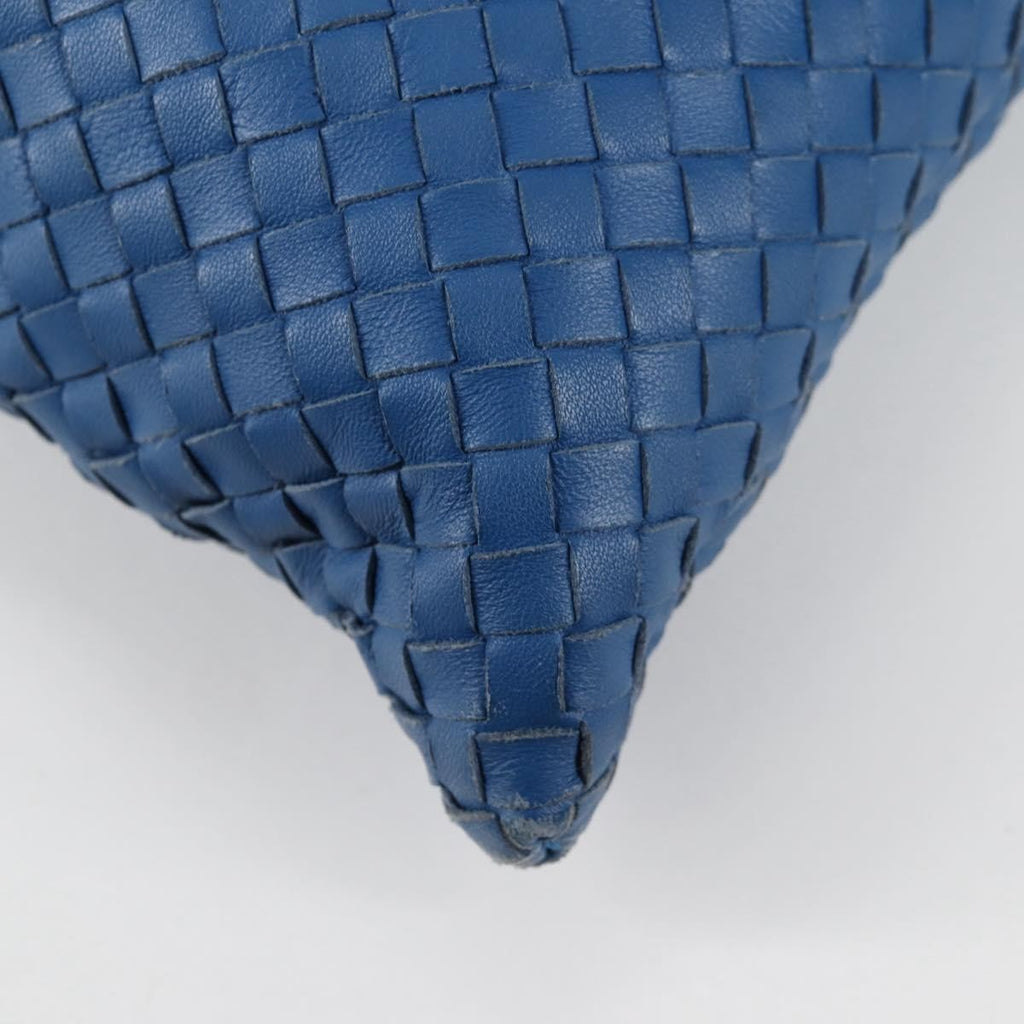 Bottega Veneta Flat Messenger Bag Intrecciato Nappa Blue Leather Shoulder Bag Bag