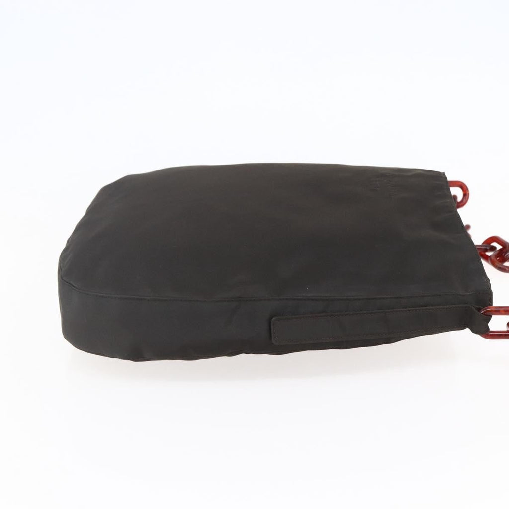 Prada Resin Chain Shoulder Bag Nylon Brown Nylon Shoulder Bag Bag