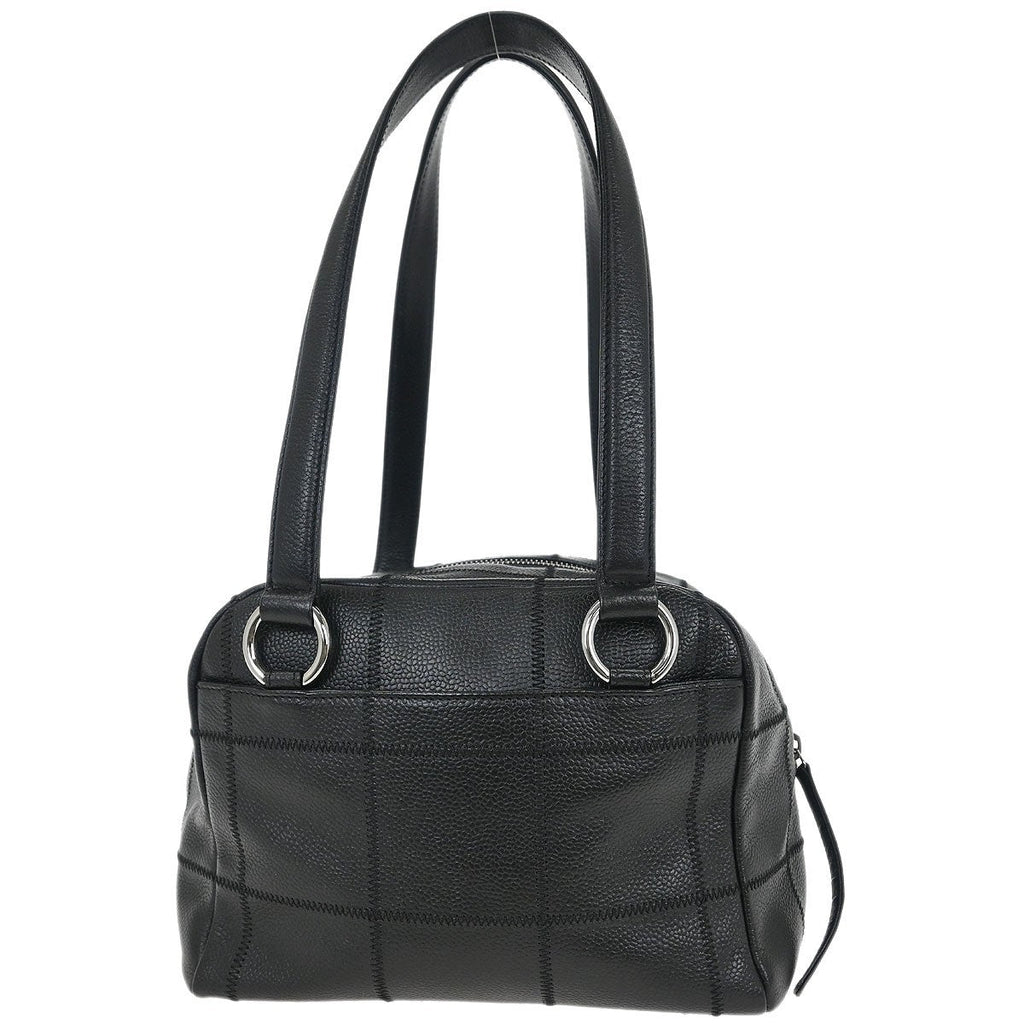 Chanel Square Stitch Bowler Bag Quilted Caviar Black Leather Shoulder Bag Bag