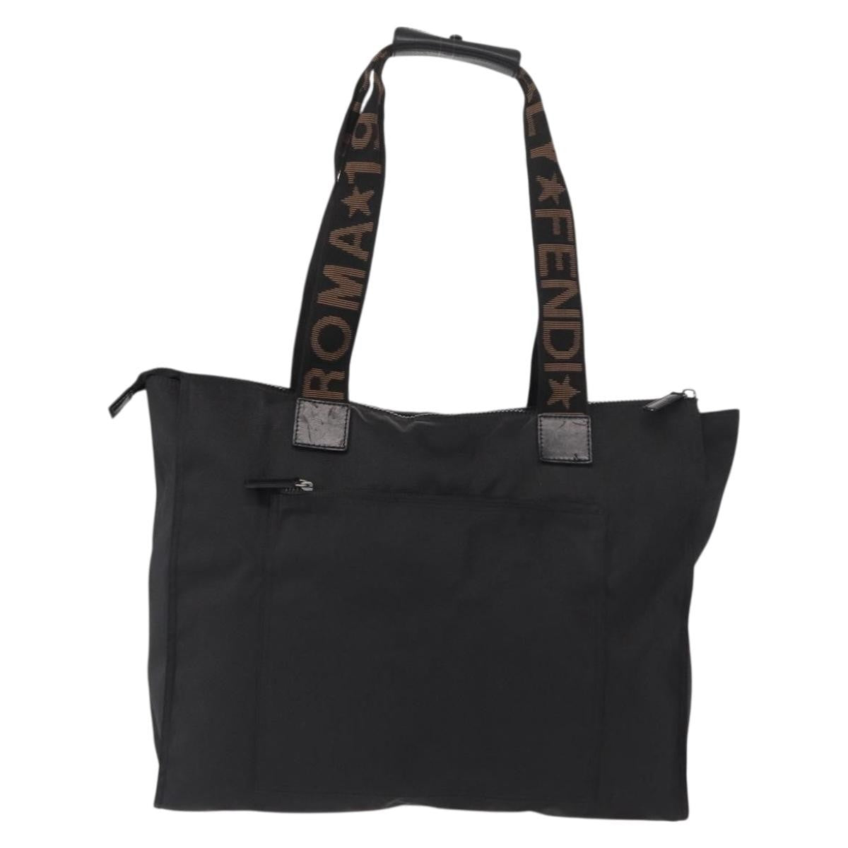 Fendi Vintage Convertible Logo Weekender Nylon Black Nylon Tote Bag Bag