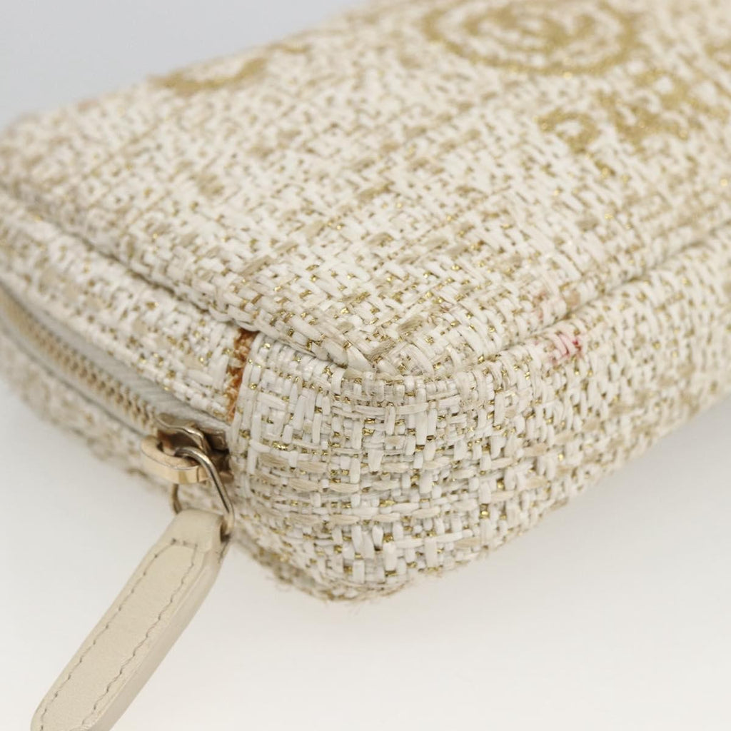 Chanel Deauville Curvy Cosmetic Pouch Tweed Gold Tweed Clutche & Pouche Bag