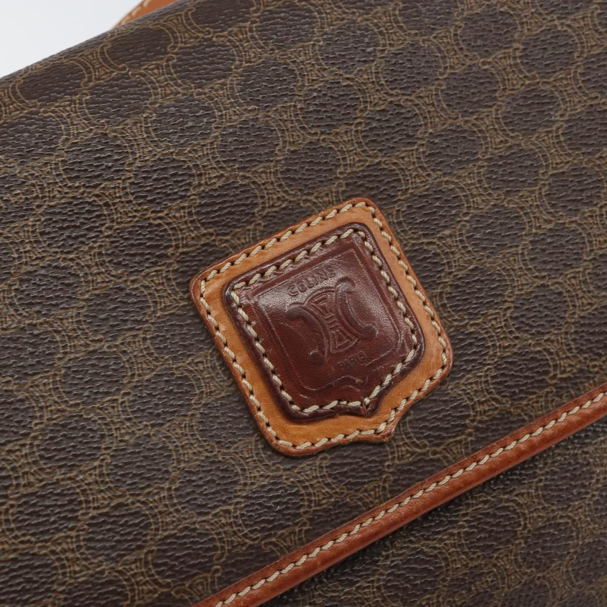 Celine Vintage Macadam Shoulder Bag Canvas And Leather Brown Canvas Shoulder Bag Bag