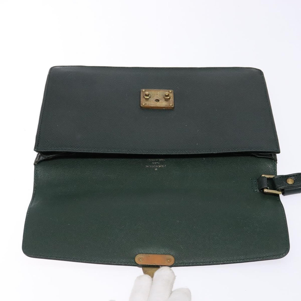 Louis Vuitton Kourad Pouch Taiga Green Leather Clutche & Pouche Bag