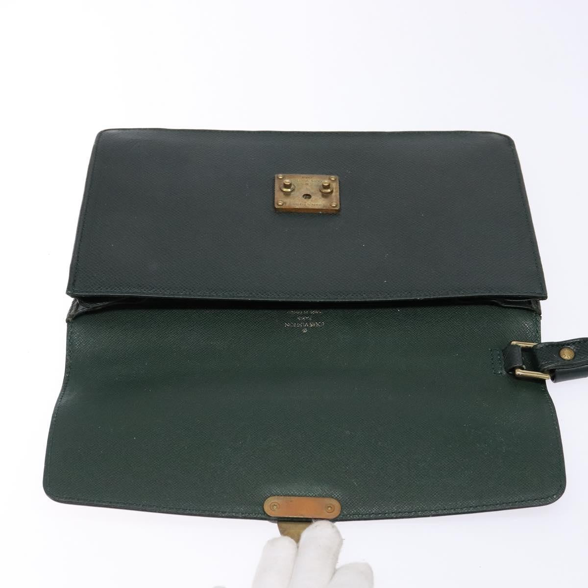 Louis Vuitton Kourad Pouch Taiga Green Leather Clutche & Pouche Bag