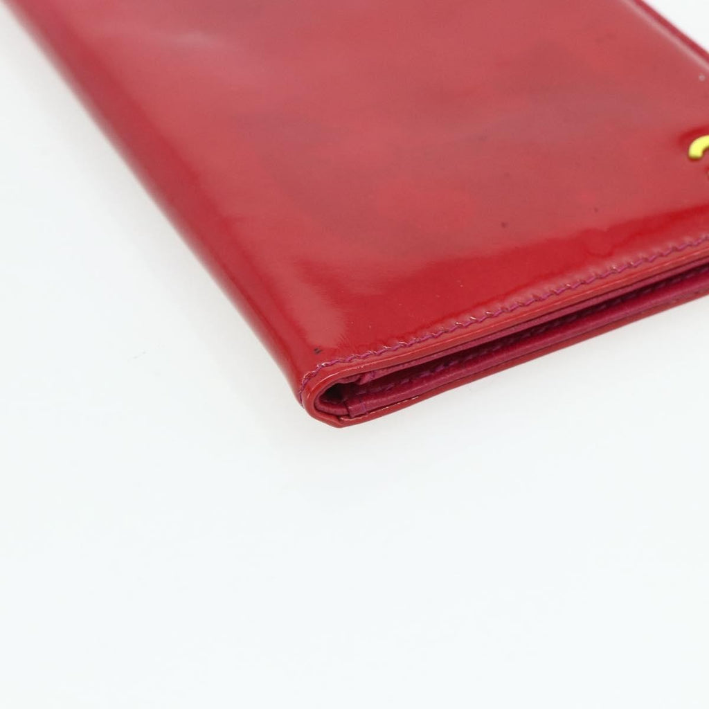 Chanel Vintage Cc Bifold Card Holder Patent Leather Red Patent_Leather Card Holders Accessory