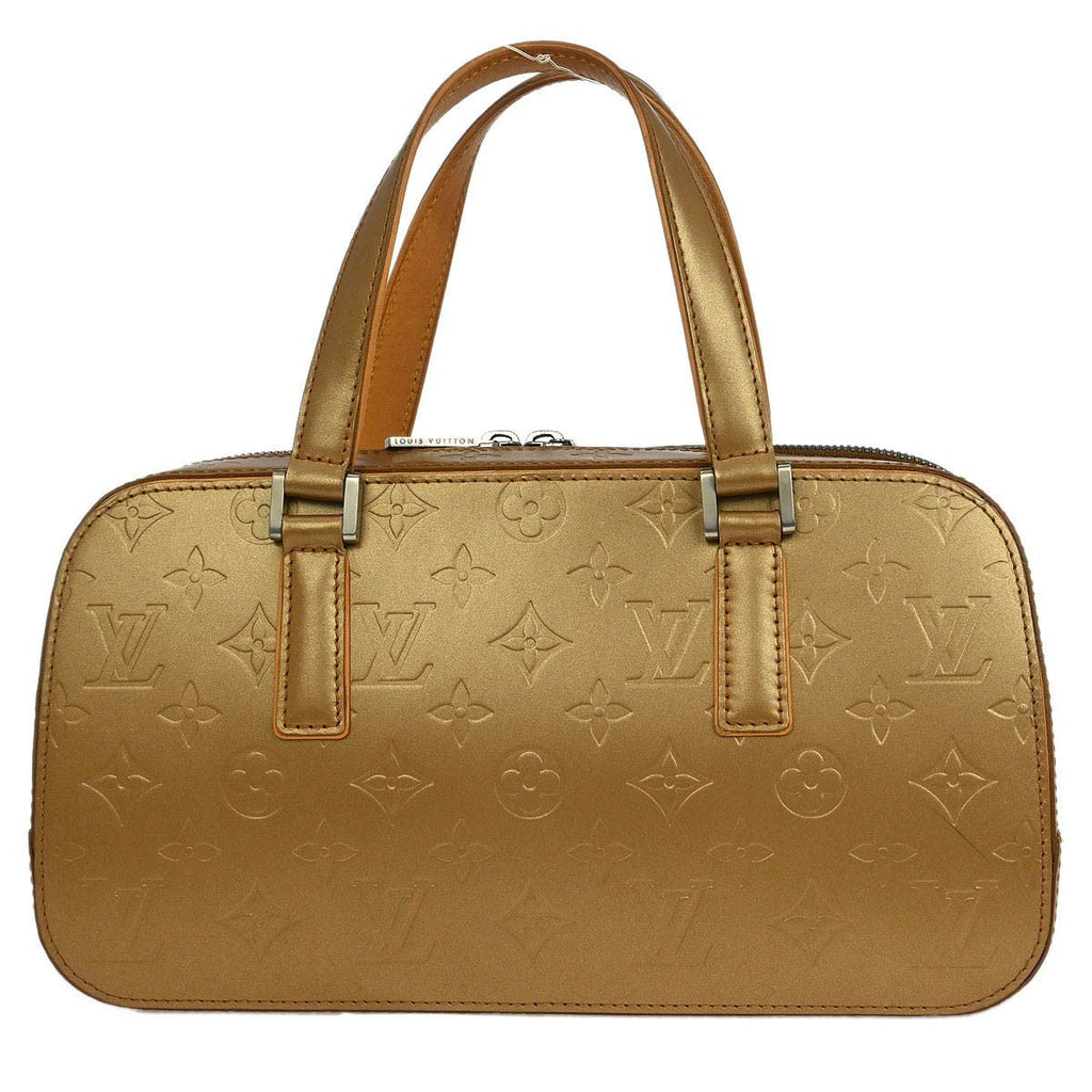 Louis Vuitton Mat Shelton Handbag Monogram Vernis Beige Leather Handbag