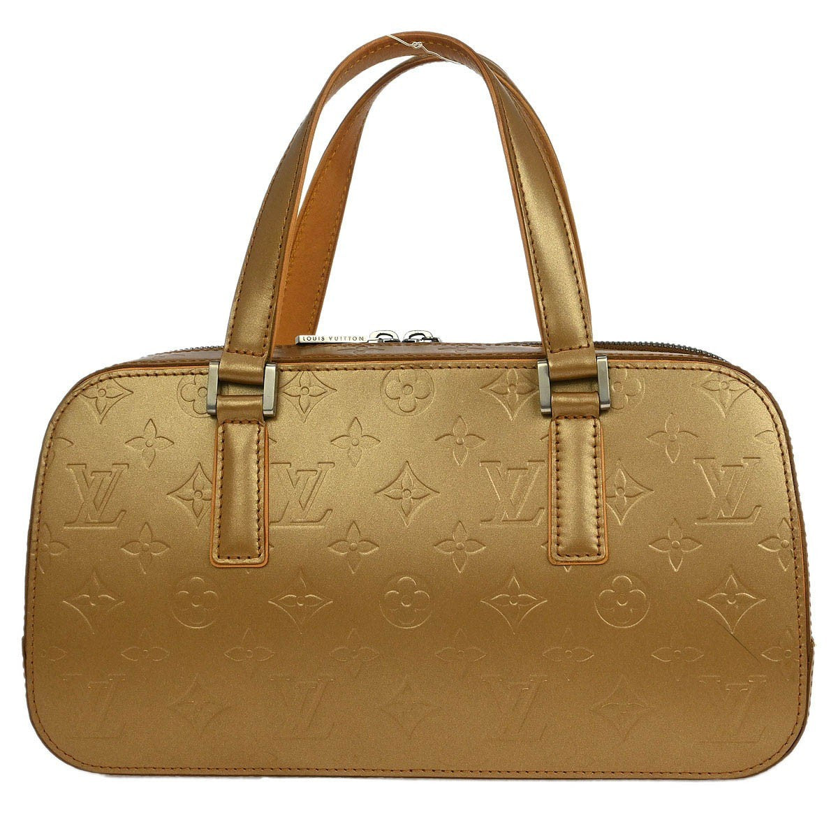 Louis Vuitton Mat Shelton Handbag Monogram Vernis Beige Leather Handbag