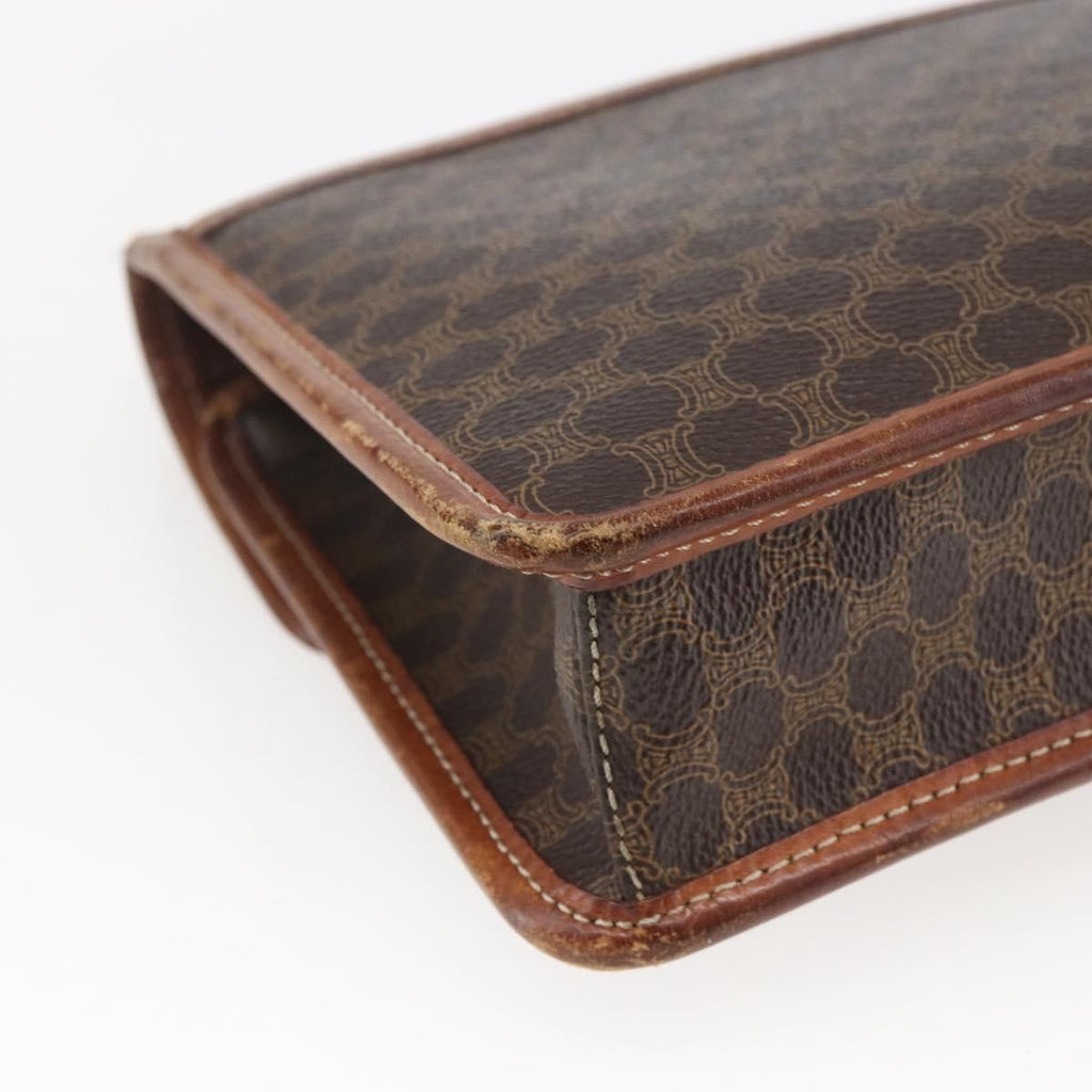 Celine Circle Logo Macadam Pouch Canvas And Leather Brown Canvas Clutche & Pouche Bag