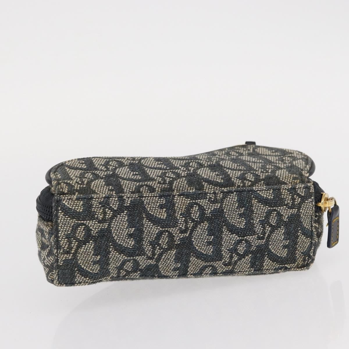 Christian Dior Saddle Zip Pouch Diorissimo Canvas Navy Canvas Clutche & Pouche Bag (Pre-Owned)