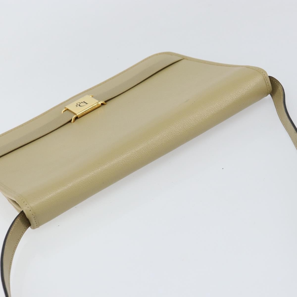 Christian Dior Vintage Shoulder Bag Leather Beige Leather Shoulder Bag Bag (Pre-Owned)