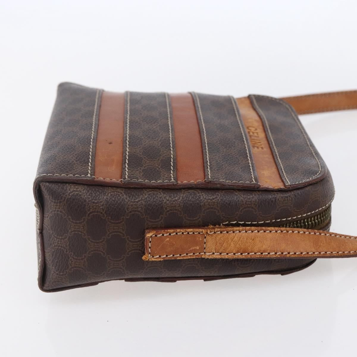 Celine Vintage Macadam Shoulder Bag Canvas And Leather Brown Canvas Shoulder Bag Bag