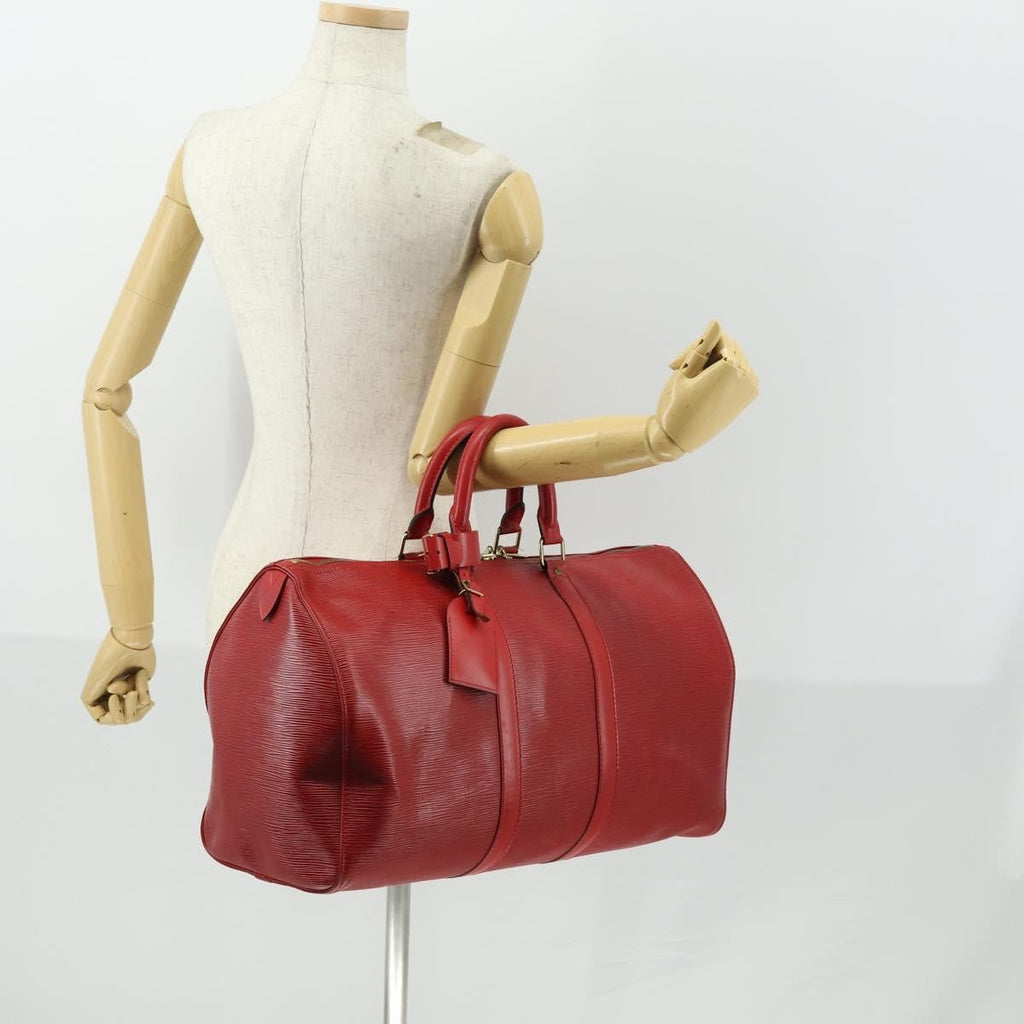 Louis Vuitton Keepall Bag Epi Leather Red Leather Travel Bag