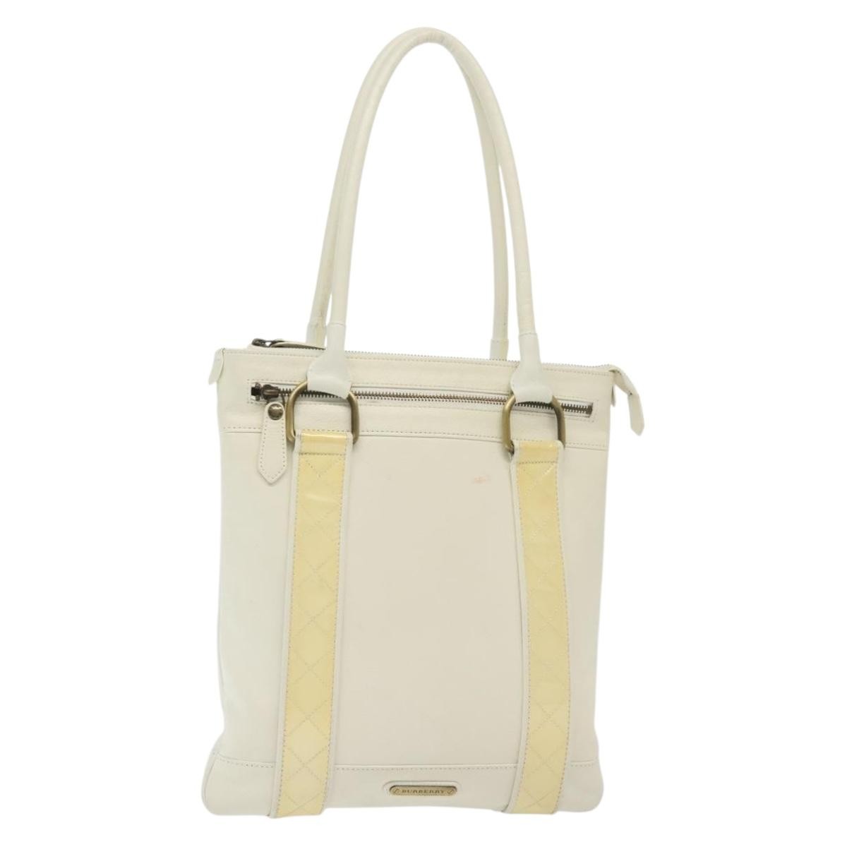Burberry Vintage Tote Leather White Leather Tote Bag