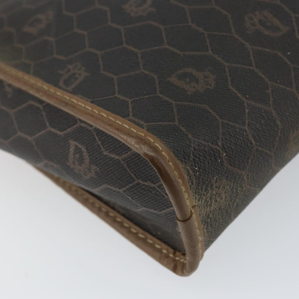 Christian Dior Vintage Honeycomb Zip Pouch Canvas And Leather Black Canvas Clutche & Pouche Bag (Pre-Owned)