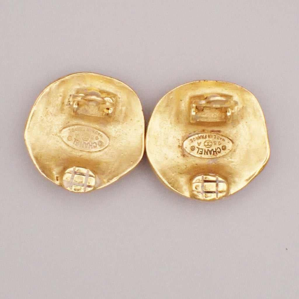 Chanel Vintage Cc Round Clip-On Earrings Metal Gold Gold_Plated Earrings Jewelry