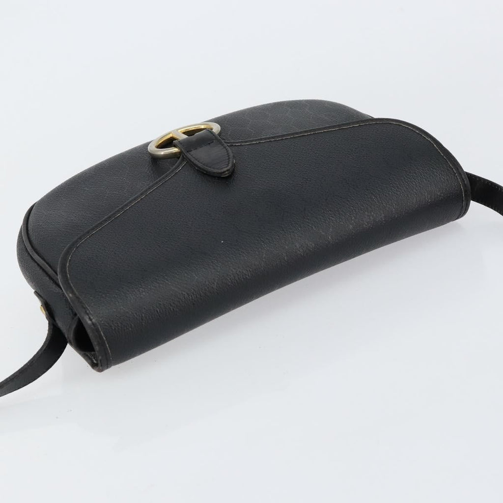 Christian Dior Vintage Honeycomb Flap Crossbody Bag Canvas And Leather Black Canvas Shoulder Bag Bag (Pre-Owned)