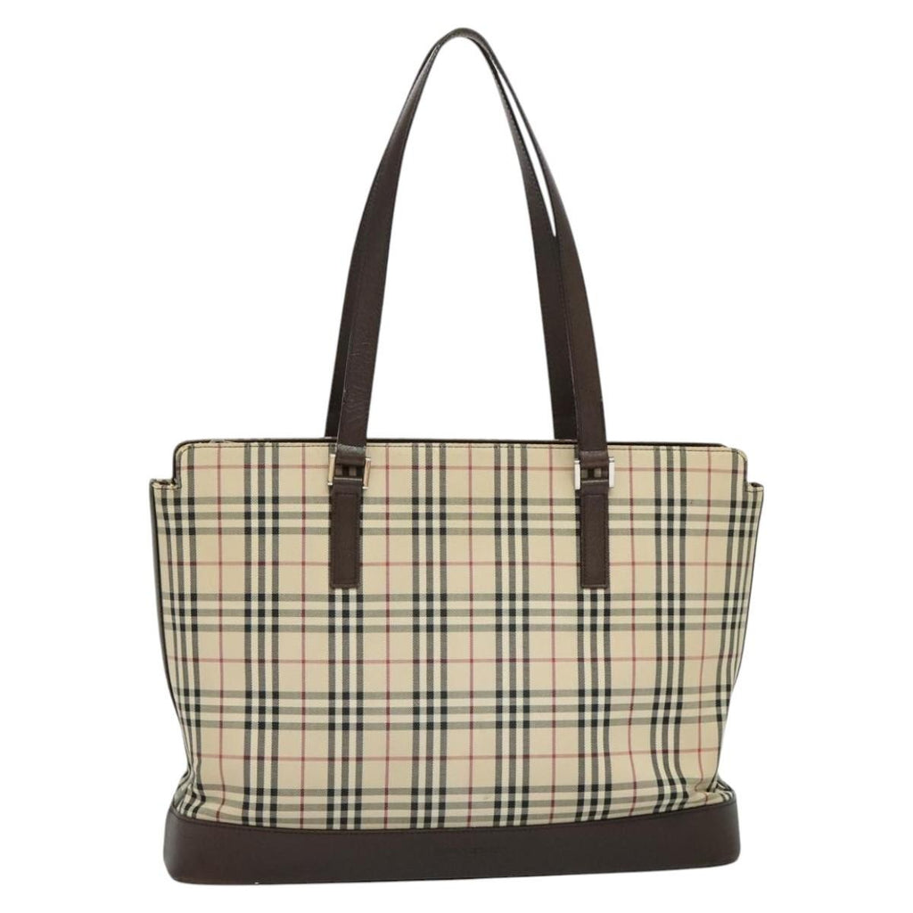 Burberry Nova Check Tote Canvas And Leather Beige Canvas Tote Bag