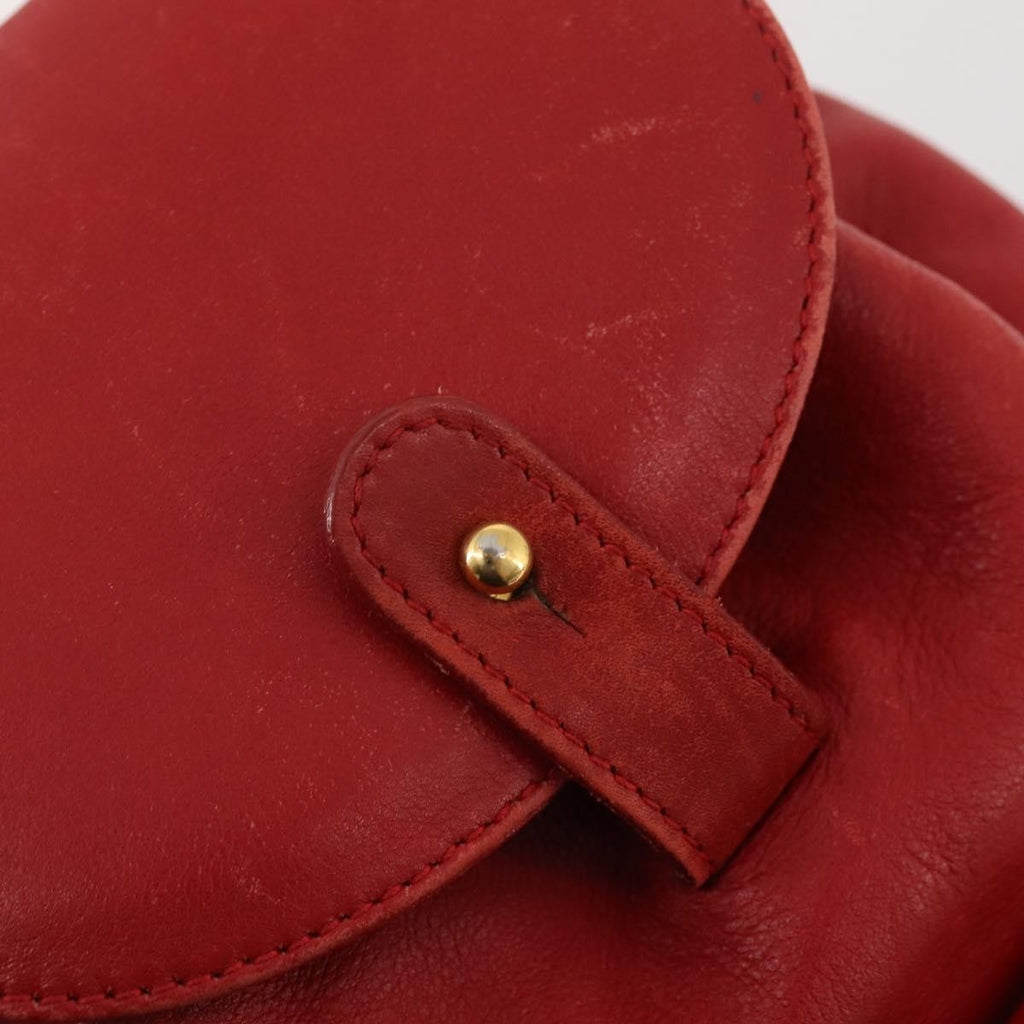Gucci Vintage Bamboo Backpack Leather Red Leather Backpack Bag (Pre-Owned)