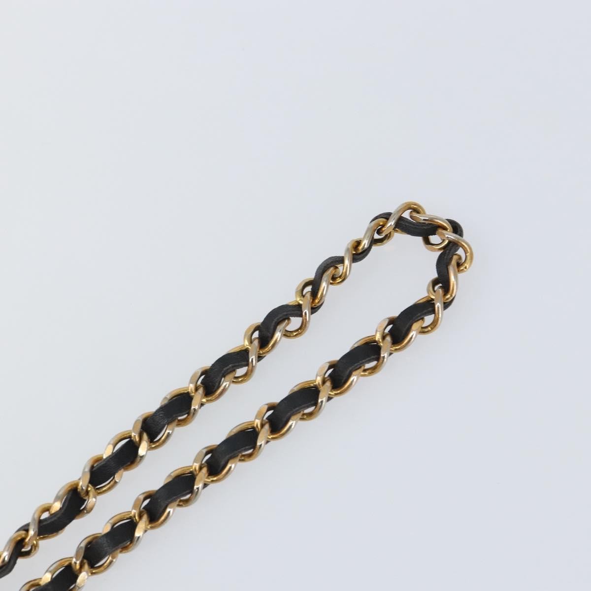 Chanel Vintage Logo Chain Belt Metal And Leather Black Metal Belts Accessory