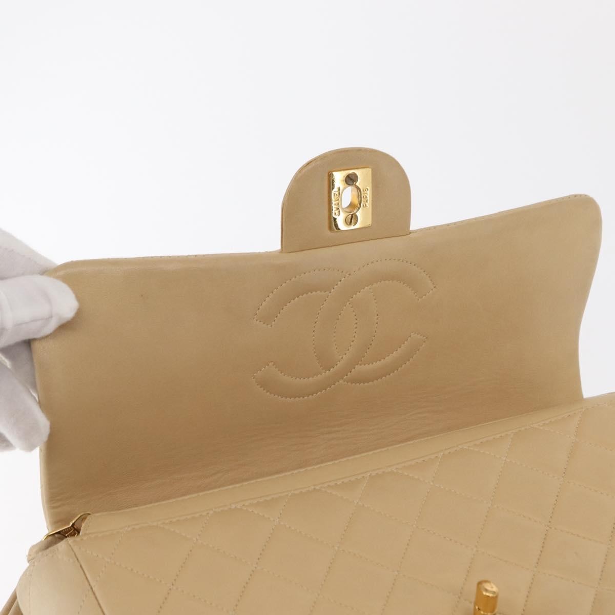 Chanel Vintage Classic Flap Backpack Quilted Lambskin Beige Leather Backpack Bag