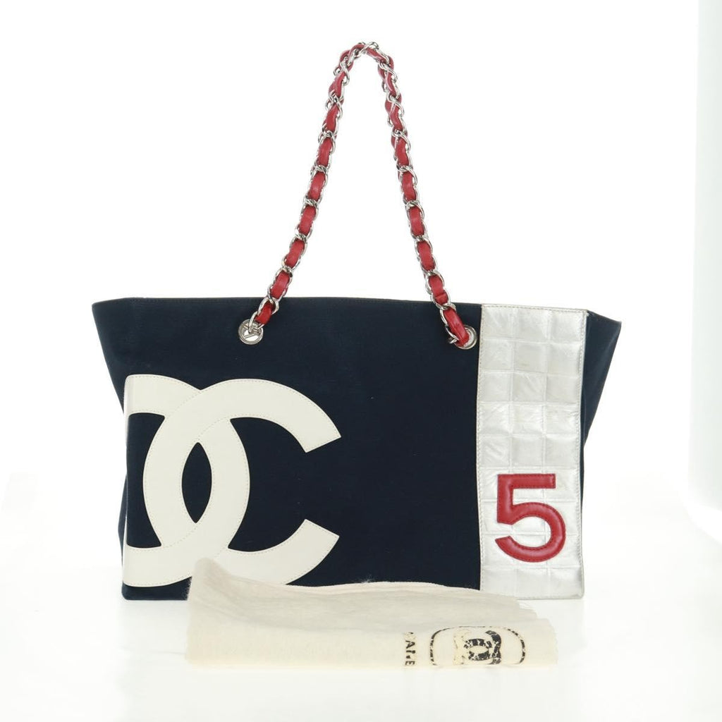 Chanel No.5 Tote Canvas And Leather Navy Canvas Tote Bag Bag