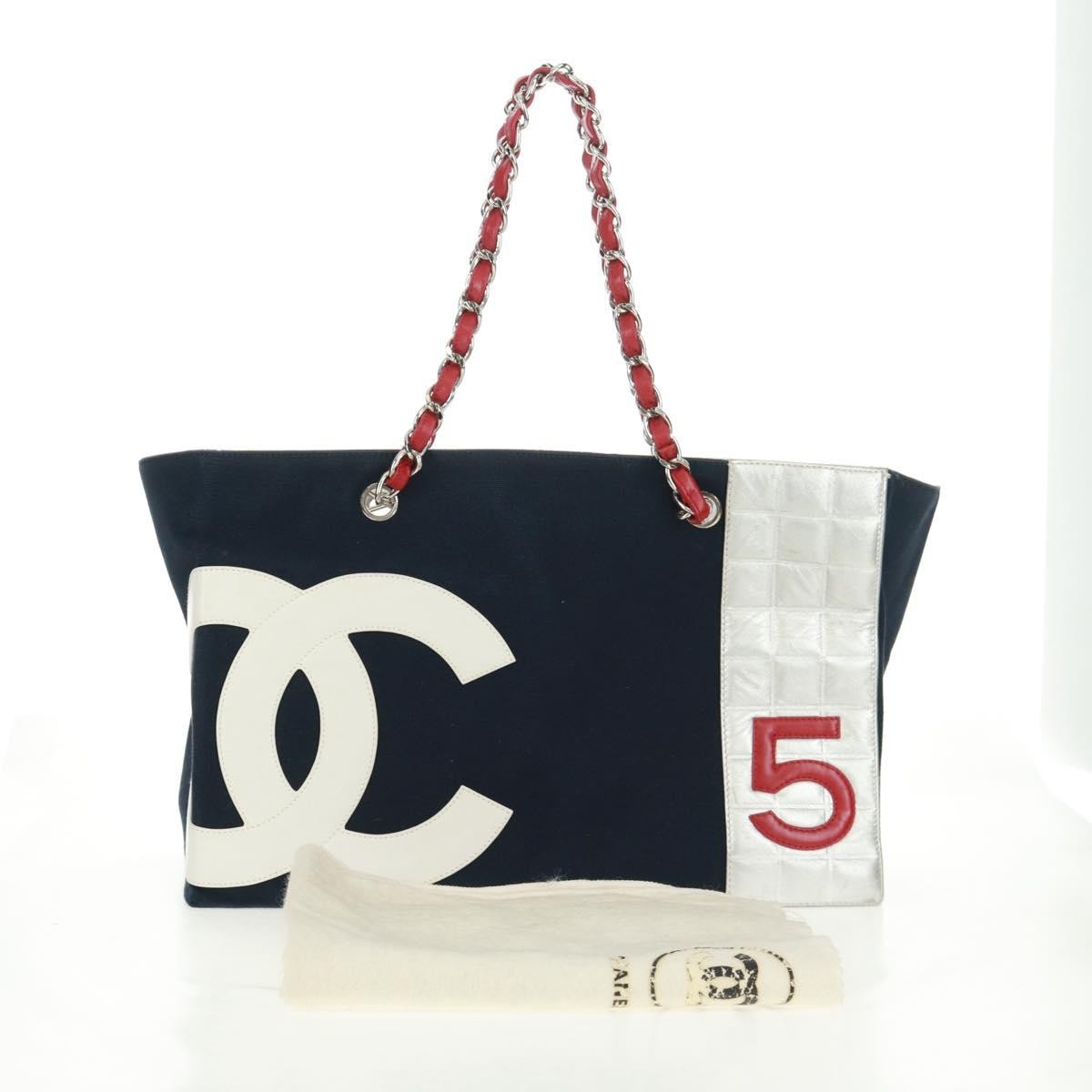 Chanel No.5 Tote Canvas And Leather Navy Canvas Tote Bag Bag