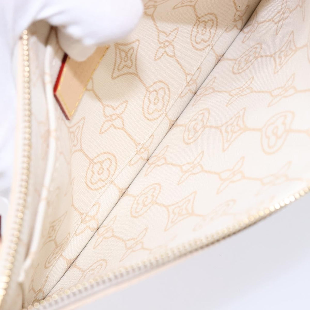 Louis Vuitton Neverfull Pochette Damier White Canvas Bag