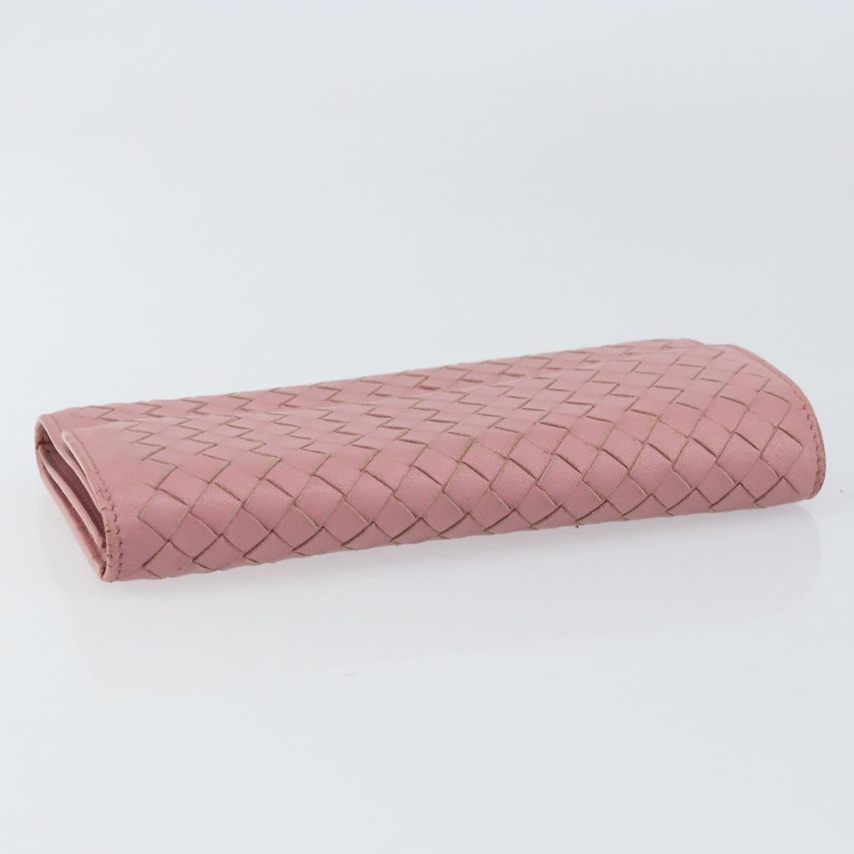 Bottega Veneta Intrecciato Long Zip  Wallet Leather Pink Leather Wallets Accessory