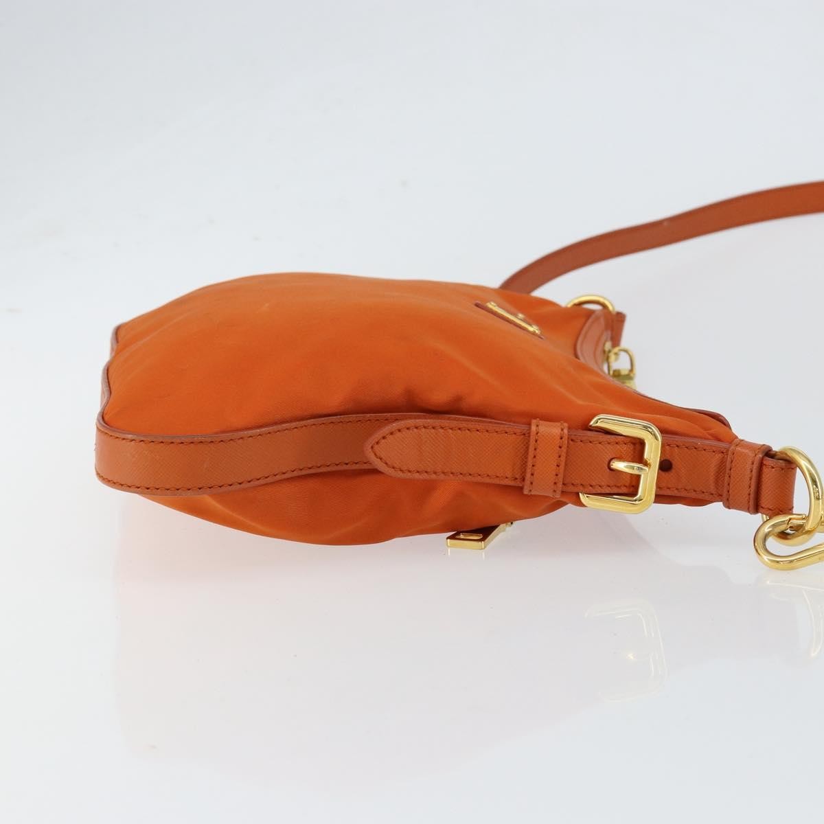 Prada Flat Messenger Tessuto With Leather Orange Nylon Shoulder Bag Bag