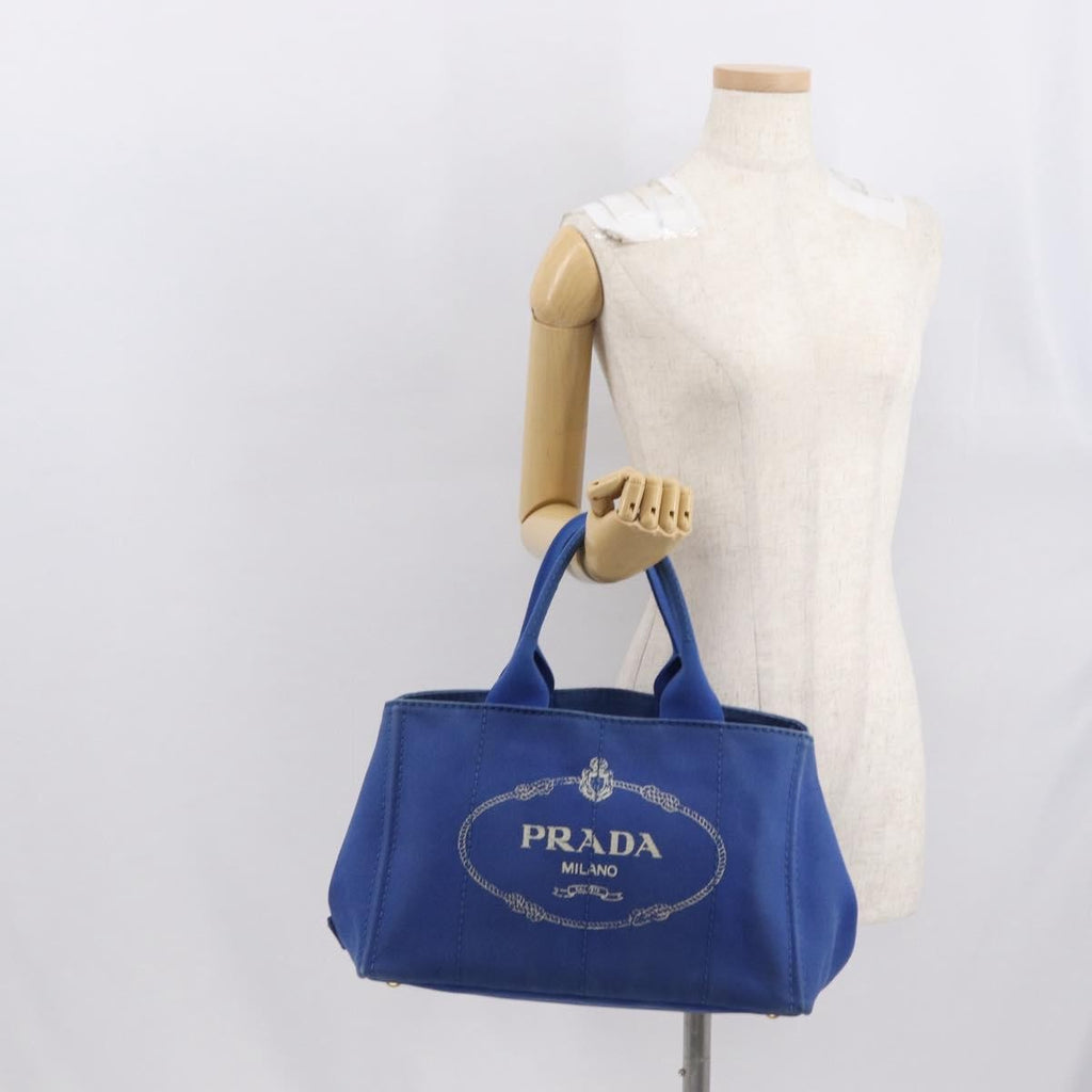 Prada Canapa Open Tote Canvas Blue Canvas Tote Bag Bag