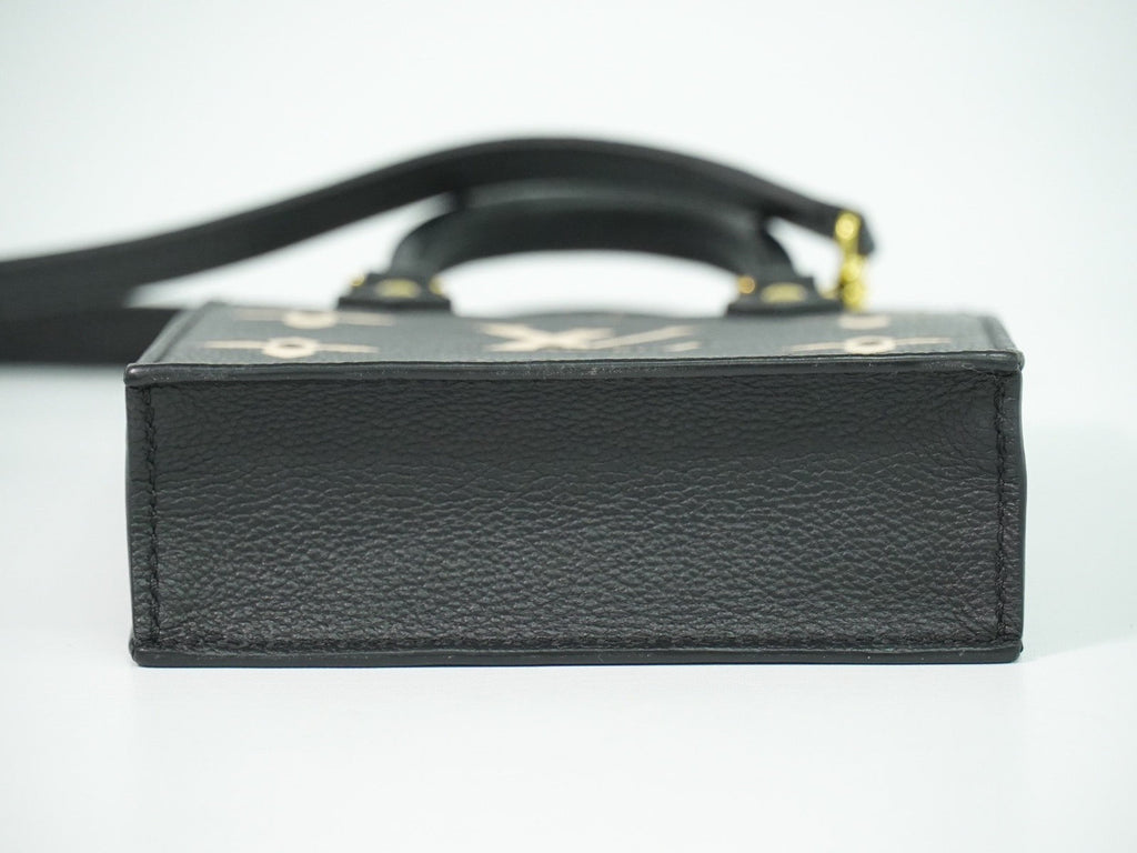 Louis Vuitton Petit Sac Plat Bag Bicolor Monogram Empreinte Giant Black Leather Tote Bag