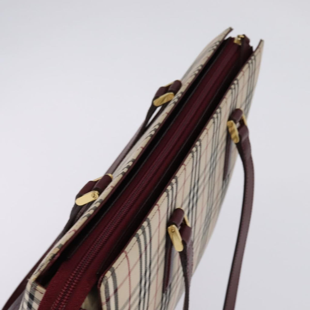 Burberry Nova Check Tote Canvas Check Pattern Beige Canvas Bag