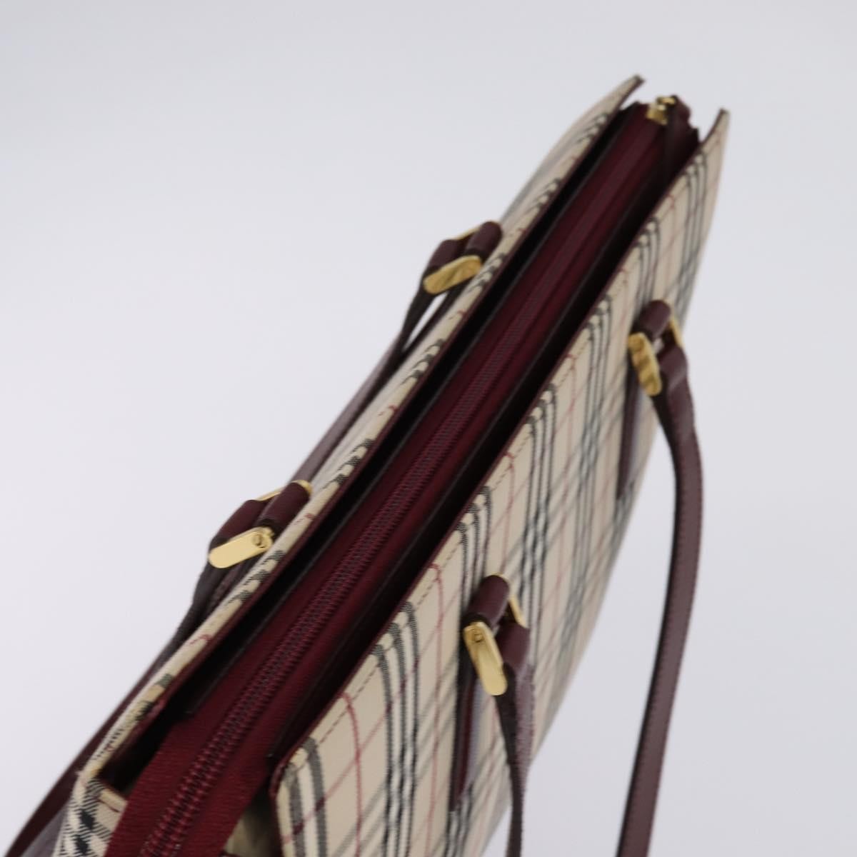 Burberry Nova Check Tote Canvas Check Pattern Beige Canvas Bag