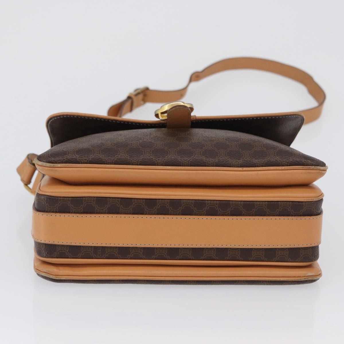 Celine Vintage Macadam Shoulder Bag Canvas And Leather Brown Canvas Shoulder Bag Bag
