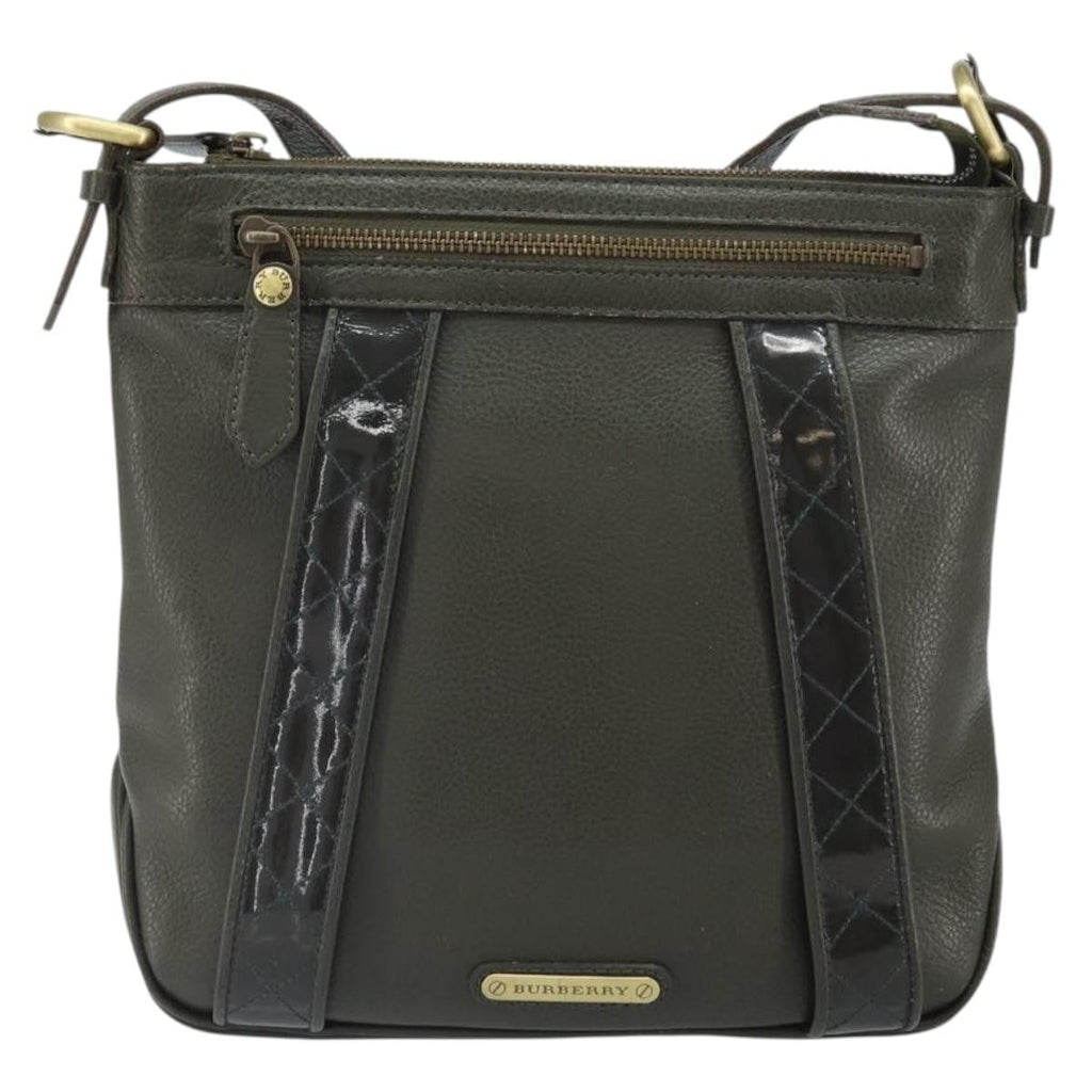 Burberry Vintage Shoulder Bag Leather Khaki Leather Shoulder Bag