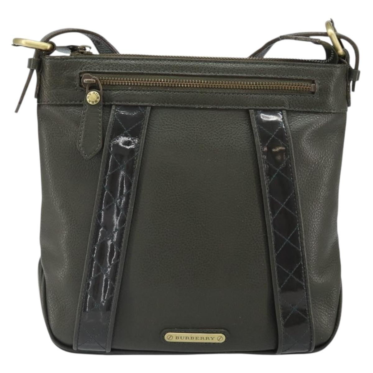Burberry Vintage Shoulder Bag Leather Khaki Leather Shoulder Bag