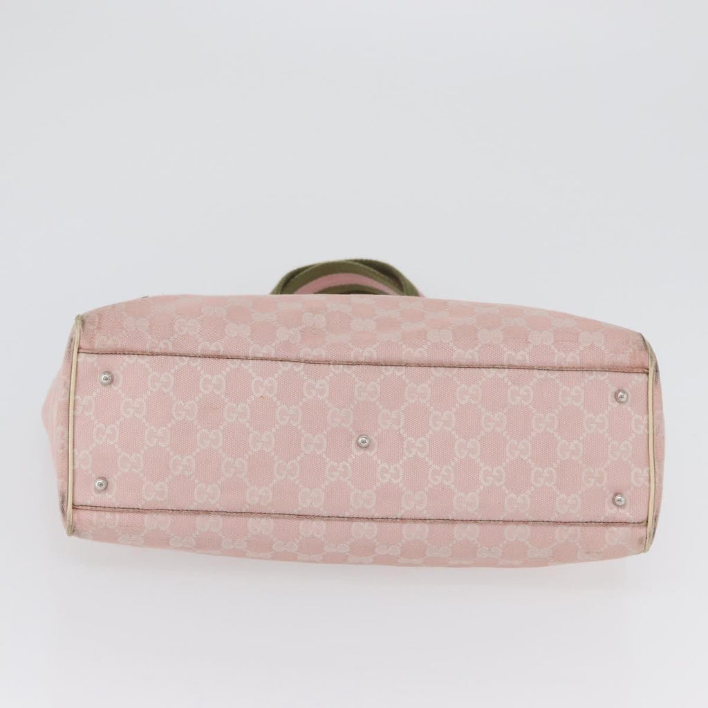 Gucci Web Handle Buckle Tote Gg Canvas Pink Canvas Tote Bag Bag (Pre-Owned)