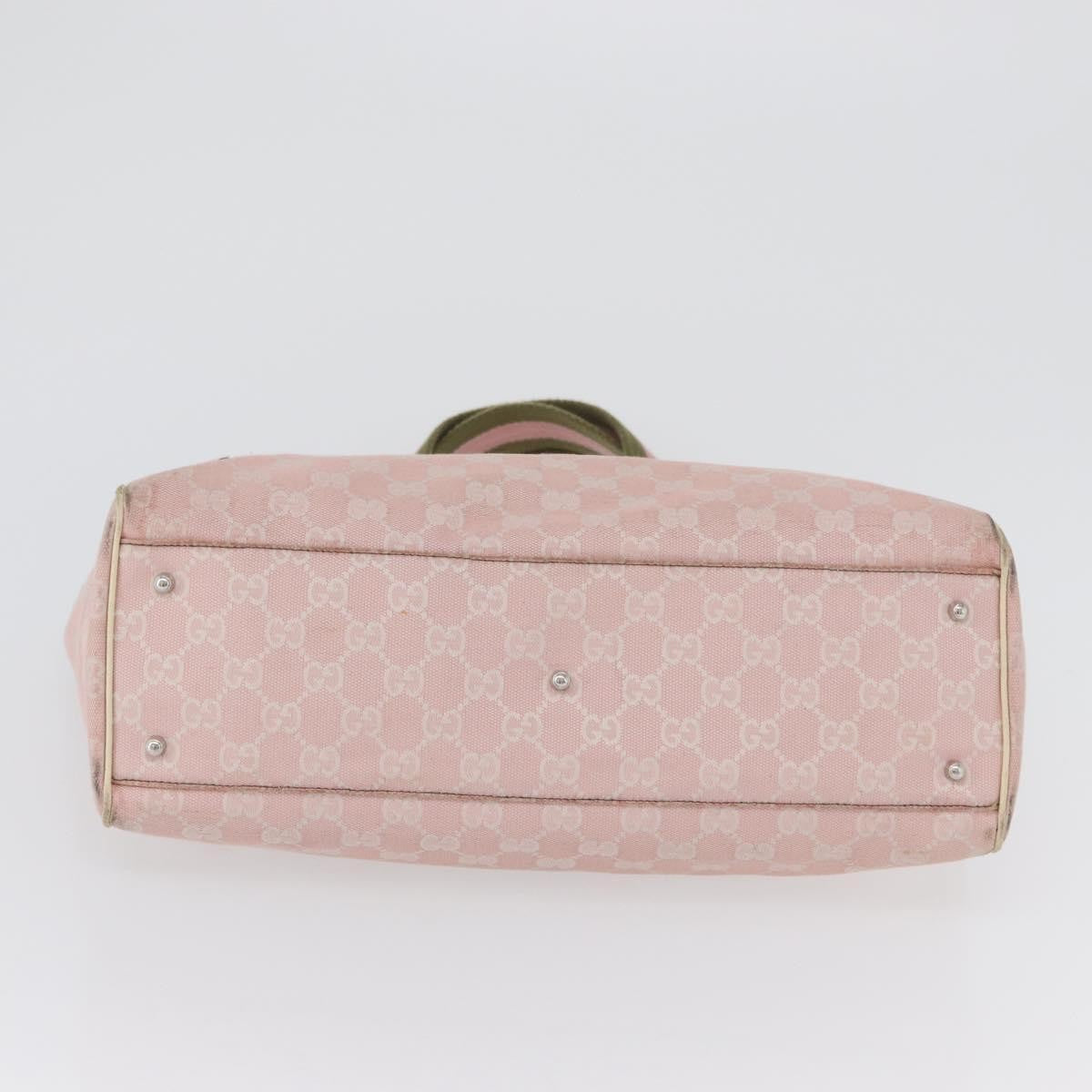 Gucci Web Handle Buckle Tote Gg Canvas Pink Canvas Tote Bag Bag (Pre-Owned)