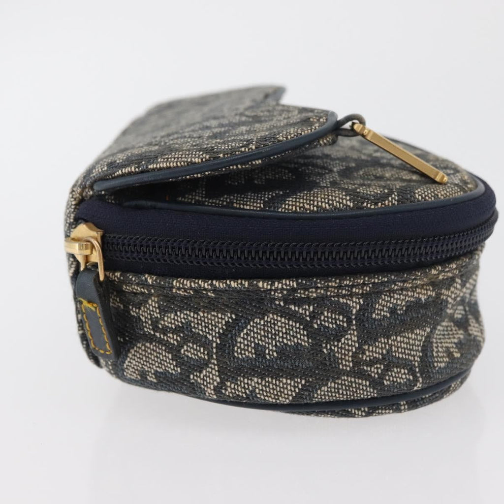 Christian Dior Vintage Saddle Coin Purse Diorissimo Canvas Navy Canvas Clutche & Pouche Bag (Pre-Owned)