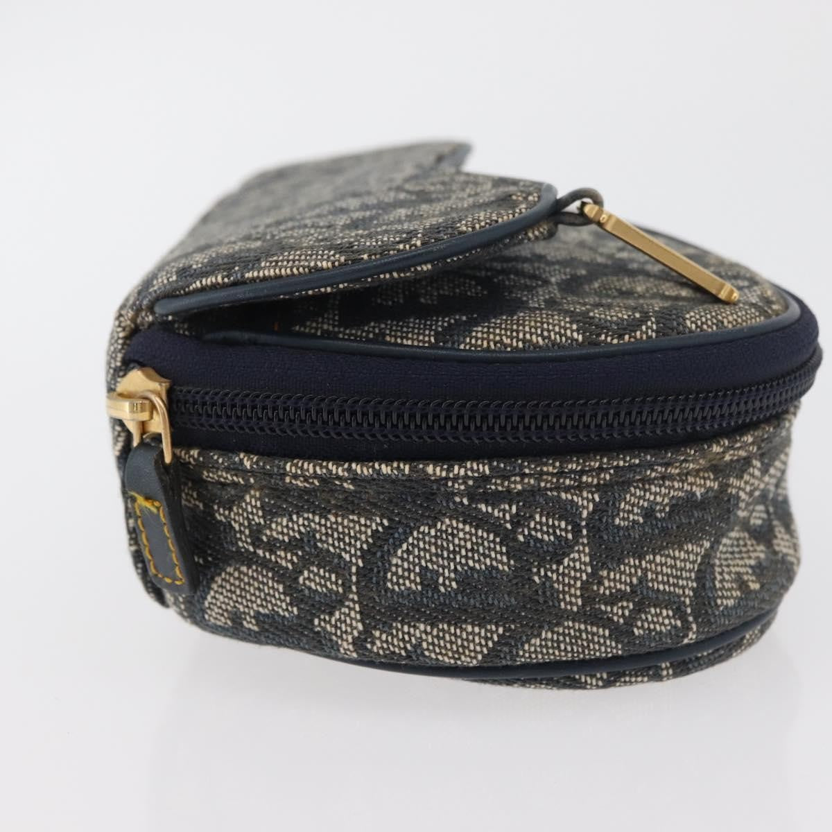 Christian Dior Vintage Saddle Coin Purse Diorissimo Canvas Navy Canvas Clutche & Pouche Bag (Pre-Owned)