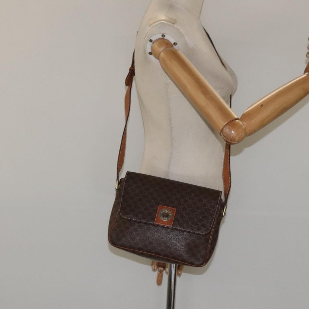 Celine Macadam Shoulder Bag Canvas Brown Canvas Shoulder Bag Bag