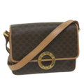 Celine Vintage Macadam Circle Logo Shoulder Bag Canvas And Leather Brown Canvas Shoulder Bag Bag
