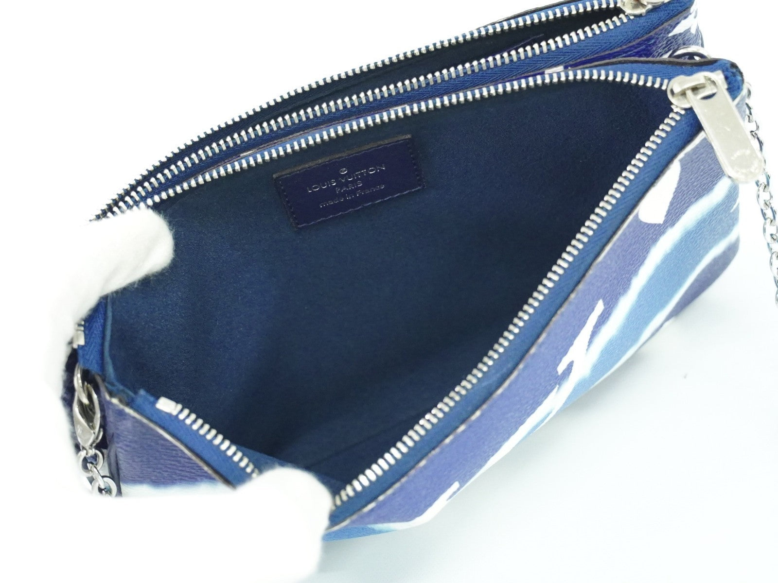 Louis Vuitton Double Zip Pochette Limited Edition Escale Monogram Giant Blue Canvas Shoulder Bag